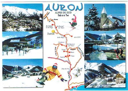 Carte postale d'Auron, station de ski des Alpes du Sud